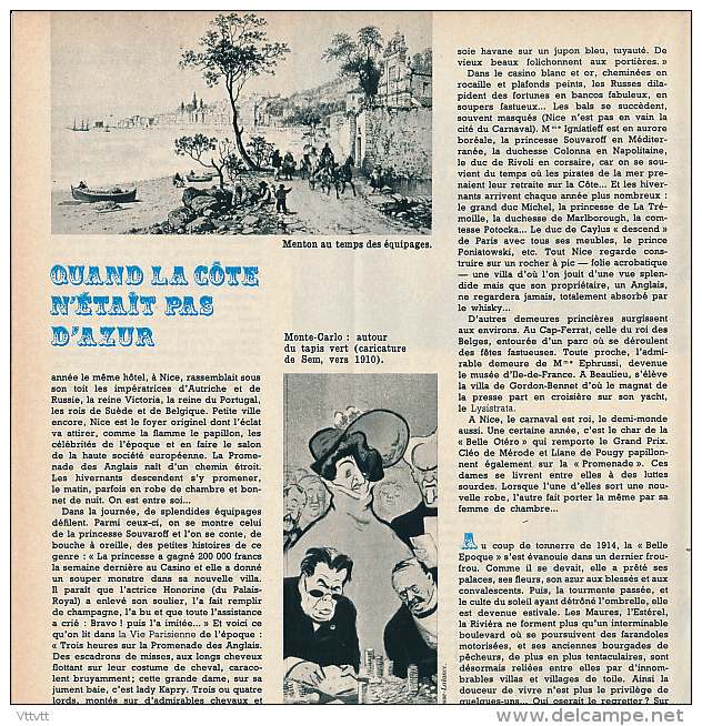 1965 : Document, LA COTE D'AZUR ( Pages Illustrées) Cannes, Carnaval De Nice, Promenade Des Anglais, Menton, Monte-Carlo - Unclassified