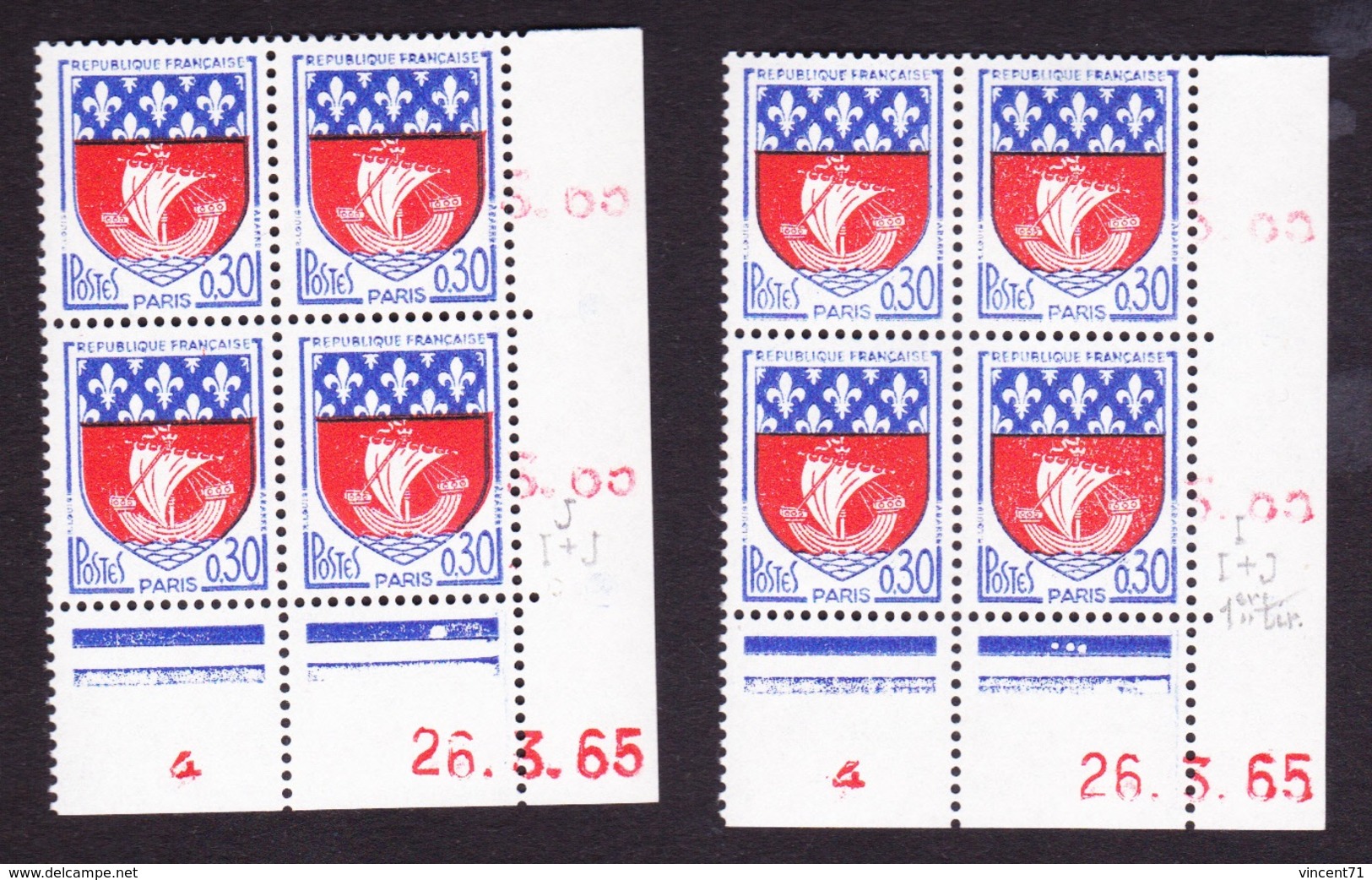 Coins Datés N° 1354B PARIS - Paire De Galvano - Armoiries Et Blasons - TB** - 1960-1969