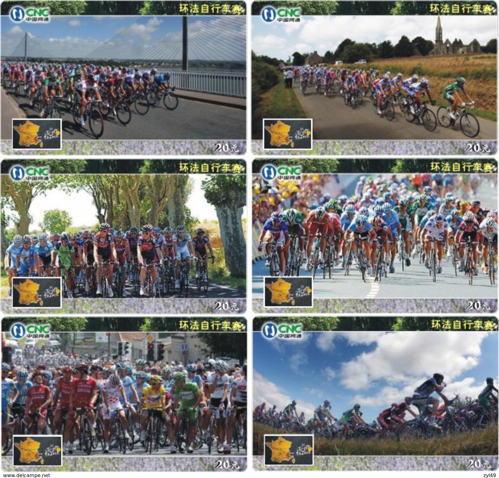 M05069 China Phone Cards Tour Of France Cycling Race 6pcs - Sport