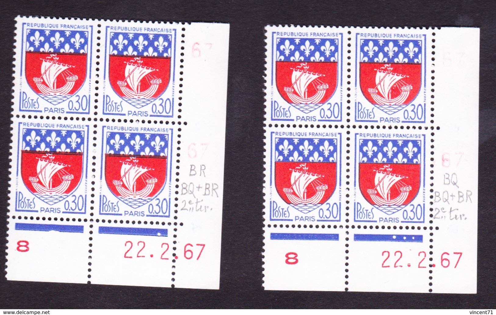 Coins Datés N° 1354B PARIS - Paire De Galvano - Armoiries Et Blasons - TB** - 1960-1969