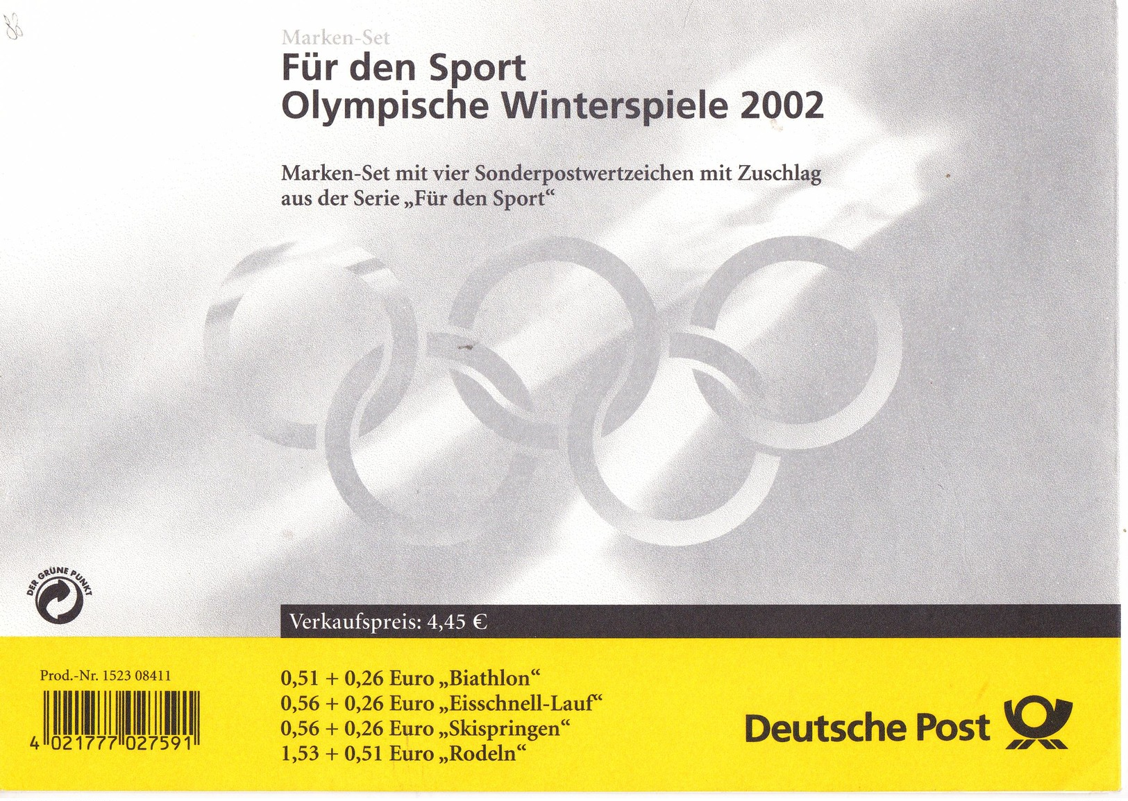 ALLEMAGNE RFA 2002 CARNET J.O.SLAKE CITY 2067 A 2070  MNH** - Nuovi