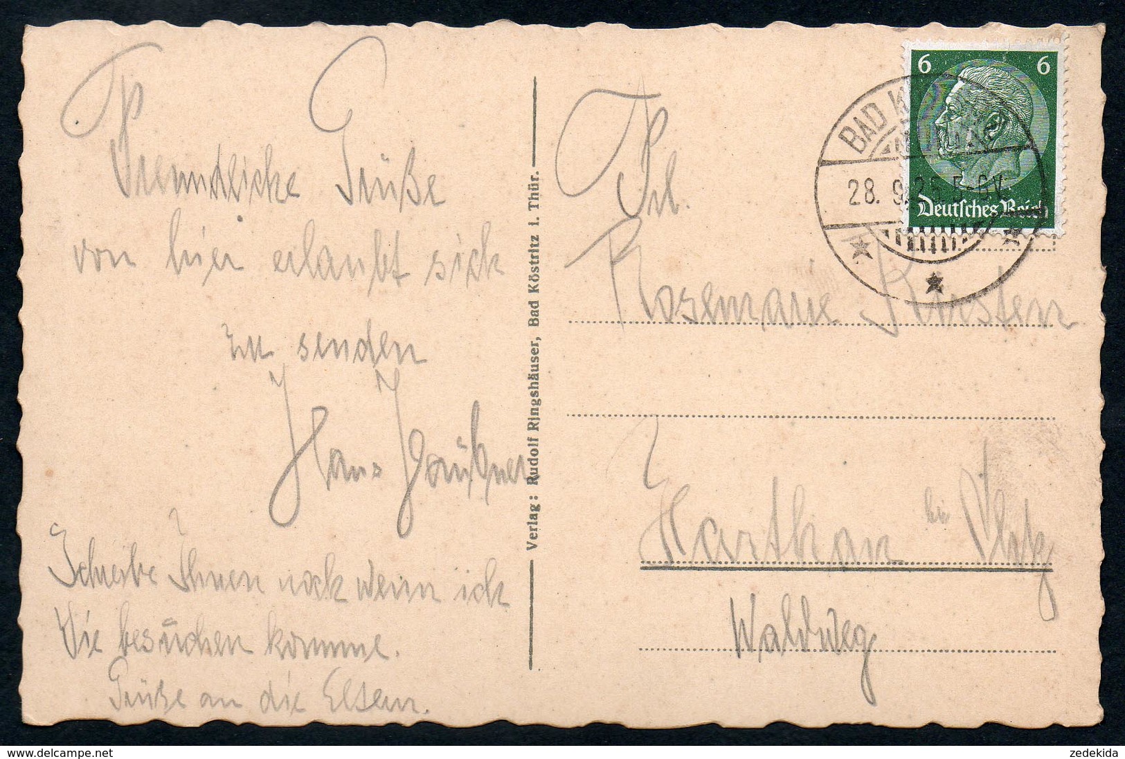 9171 - Alte Ansichtskarte - Bad Köstritz - Fürstliches Schloß - Gel 1925 - Ringshäuser - Bad Köstritz