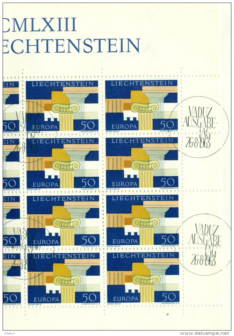Liechtenstein - 1963 - R-cover With Sheet Of 20 Europe-stamps From Vaduz 1st Day To Hahnenklee / Deutschland - Brieven En Documenten