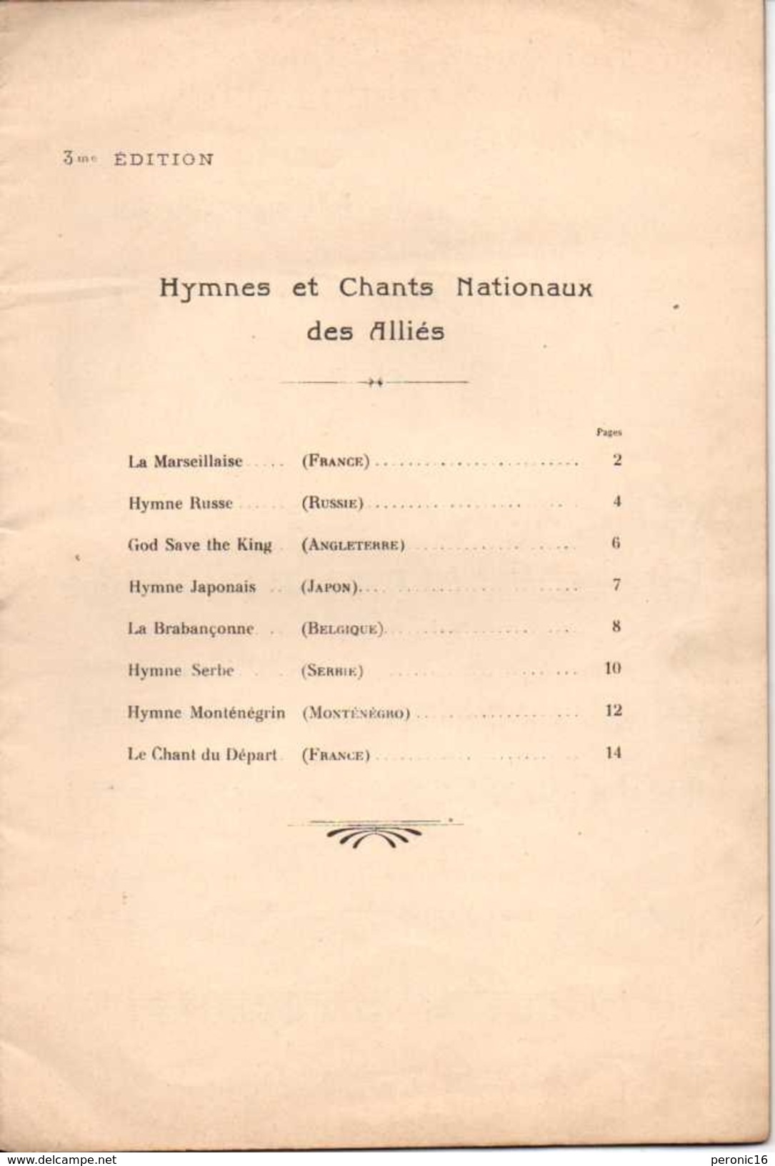 Livret : Hymnes Et Chants Nationaux Des Alliés - Recueil De Piano Avec Paroles - HACHETTE - 1914-18