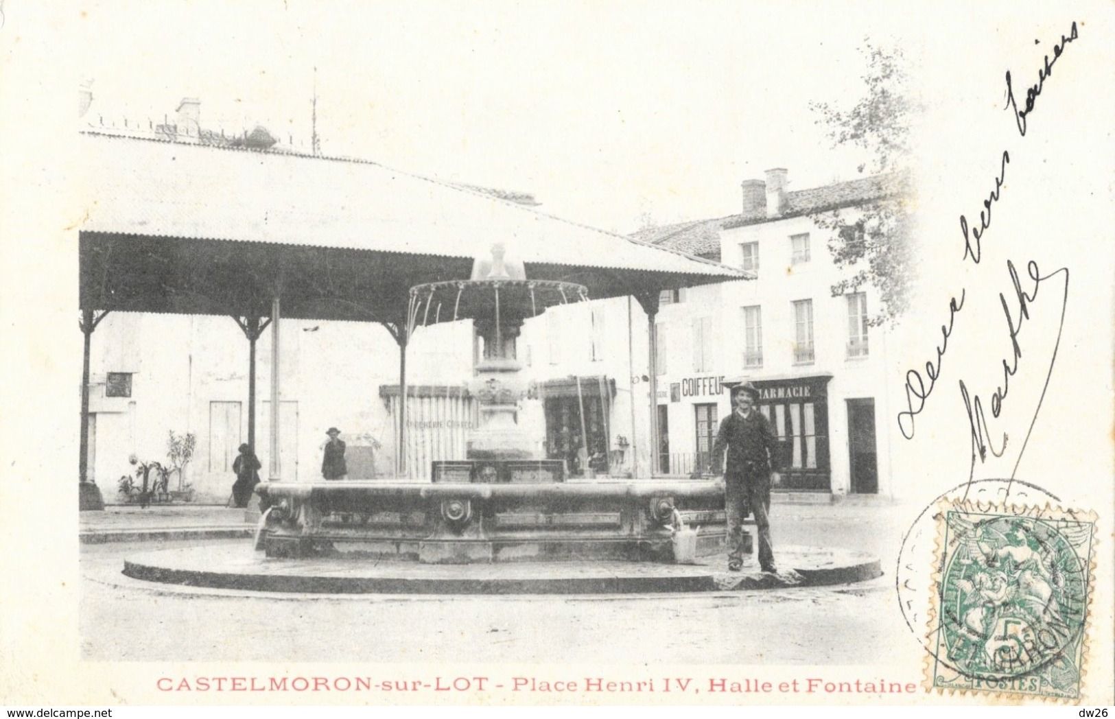 Castelmoron-sur-Lot - Place Henry IV - Halle Et Fontaine - Carte Précurseur - Castelmoron
