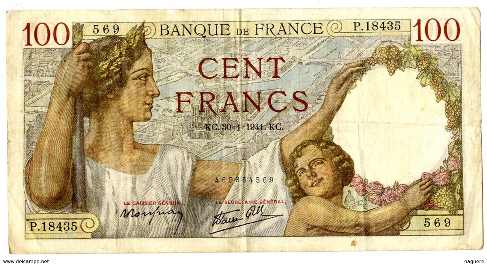 BANQUE DE FRANCE  100 F  SULLY  1941  569  P 18435 - 100 F 1939-1942 ''Sully''