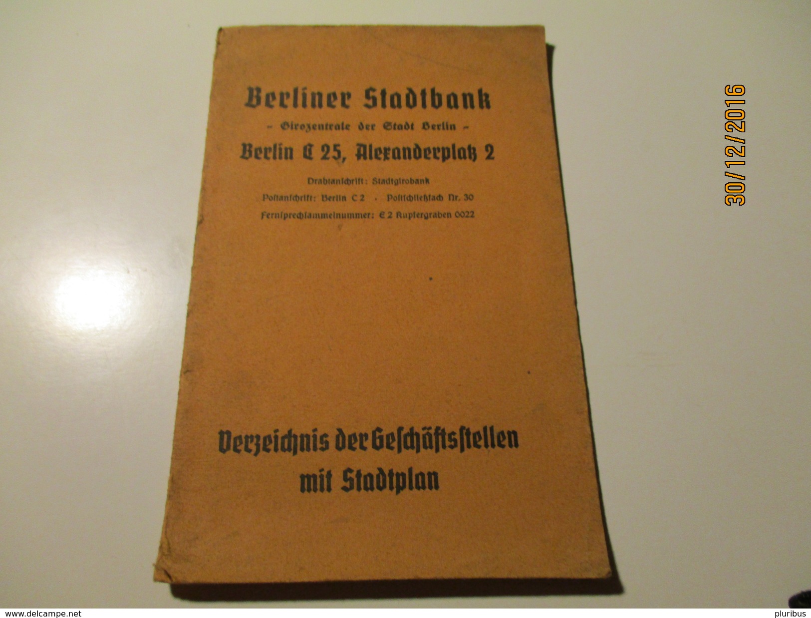 BERLINER STADT BANK VERZEICHNIS DER GESCHÄFTSSTELLEN, STADTPLAN LOST , 0 - Banco & Caja De Ahorros