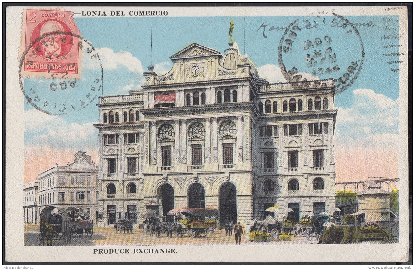 POS-242 CUBA POSTCARD 1922. LONJA DEL COMERCIO HABANA. HAVANA EXCHANGE BUILDING TO AUSTRIA. - Cuba