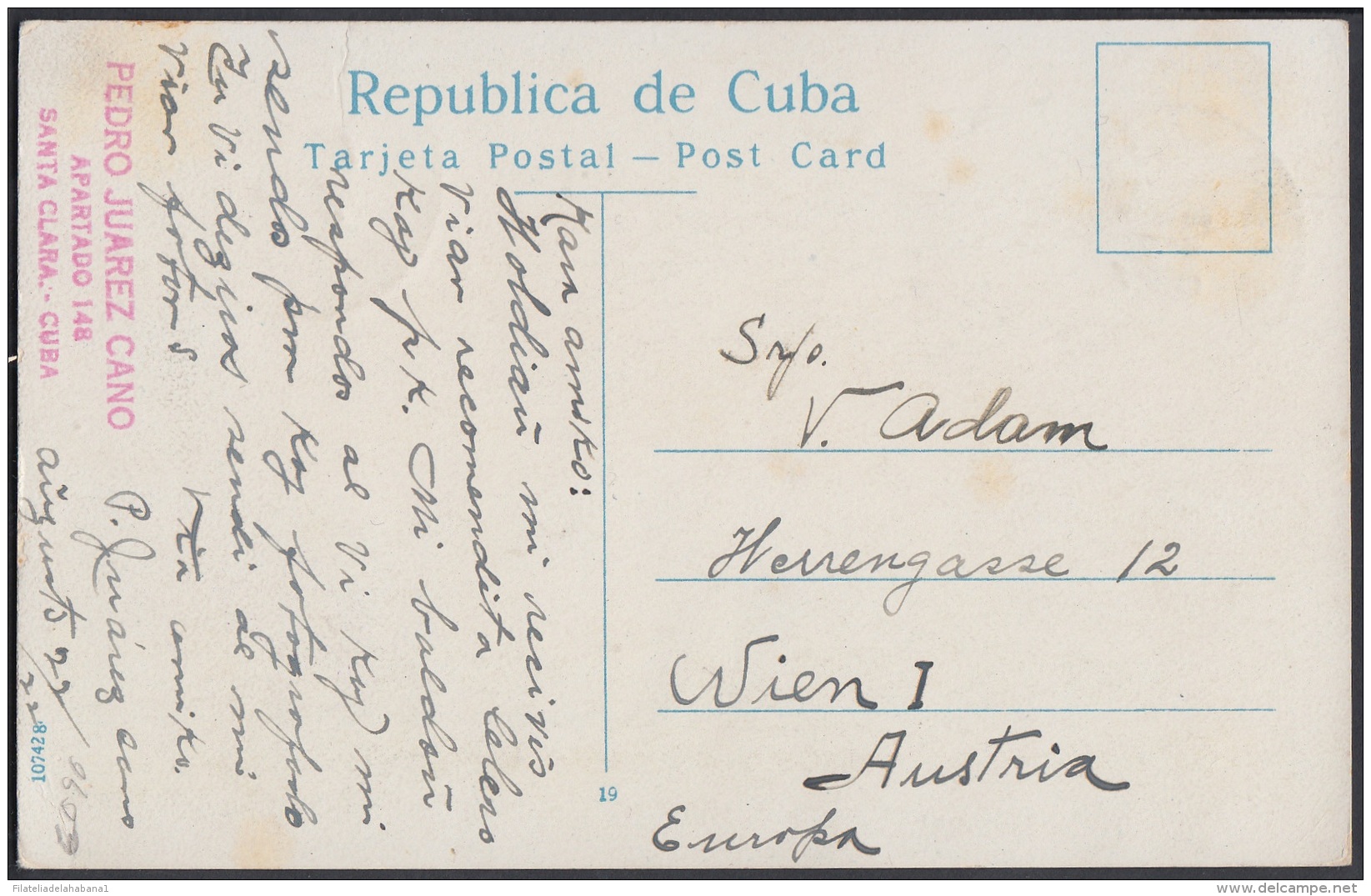 POS-242 CUBA POSTCARD 1922. LONJA DEL COMERCIO HABANA. HAVANA EXCHANGE BUILDING TO AUSTRIA. - Cuba