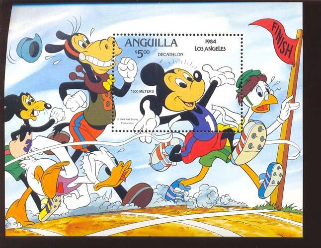 ANGUILLA   568  MINT NEVER HINGED SOUVENIR SHEET OF OLYMPICS , LOS ANGELES 1984 DISNEY   #  006 - Disney