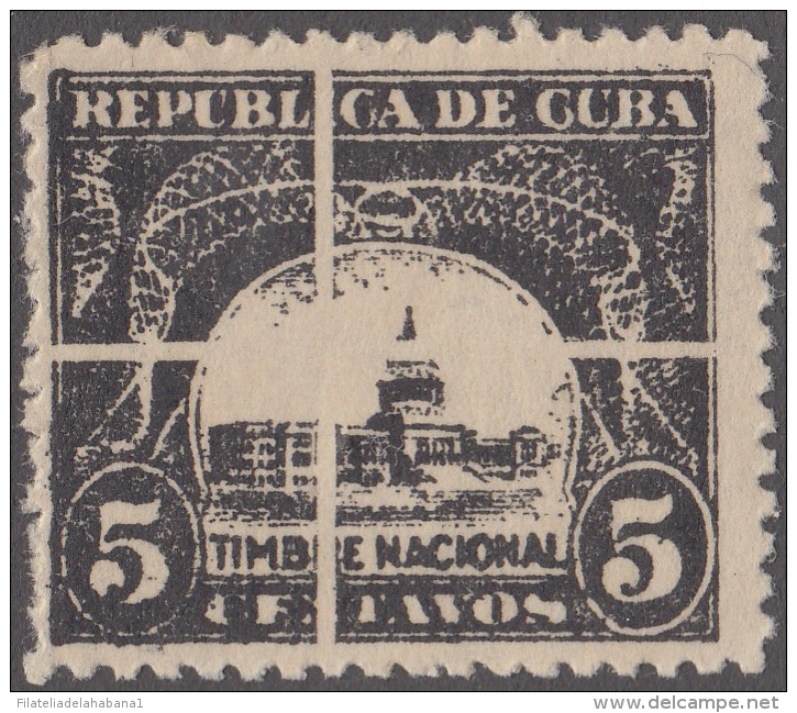 REP-243 CUBA REPUBLICA REVENUE TIMBRE NACIONAL 1937 PROOF. PRUEBA DE CLICHE DESTRUIDO. - Strafport