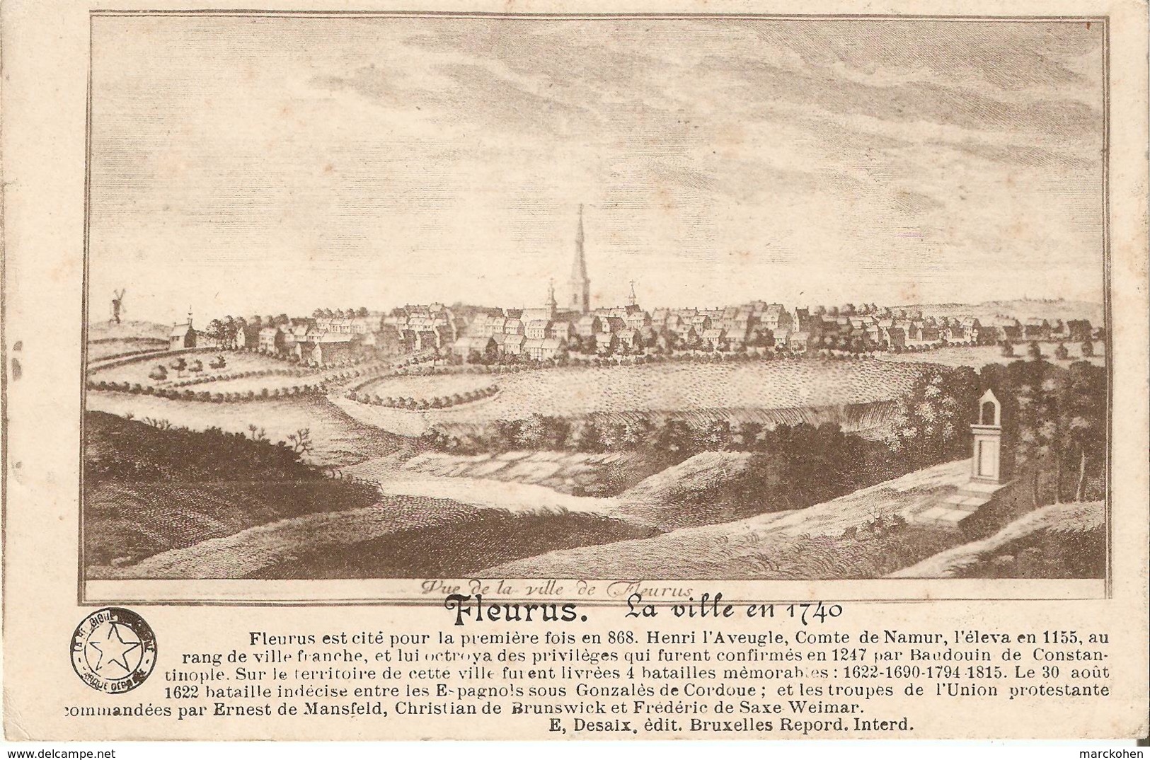 FLEURUS (6220) : LA VILLE EN 1740 - COLLECTION " LA BELGIQUE HISTORIQUE ". CPA. - Fleurus