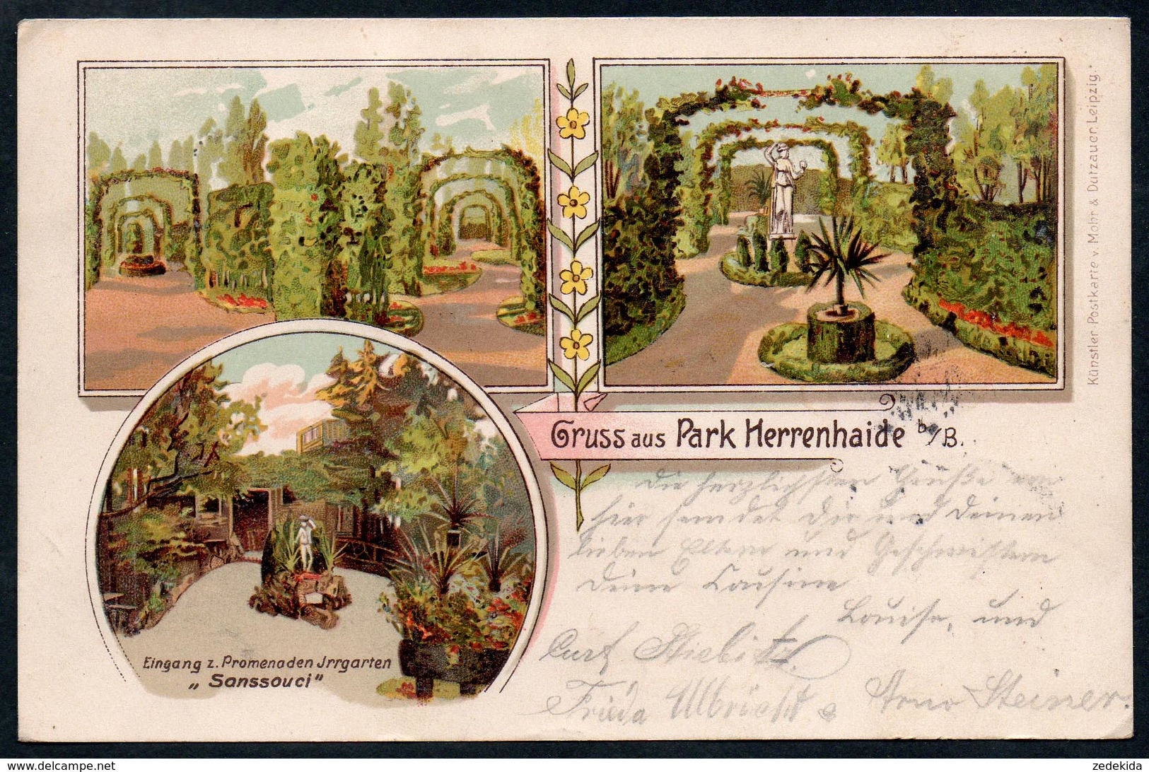 9184 - Alte Litho Ansichtskarte - Herrenhaide Bei Burgstädt - Gel 1904 - Mohr & Dutzauer - Burgstädt