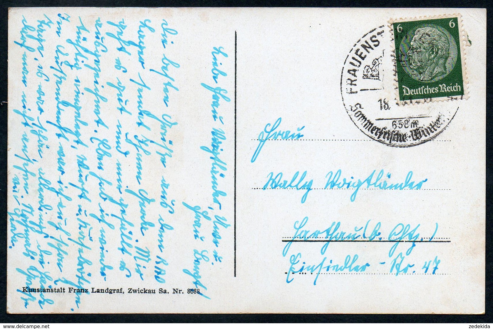 8884 - Alte Ansichtskarte - Frauenstein - Gel 1941 - Landgraf - Sonderstempel - Frauenstein (Erzgeb.)