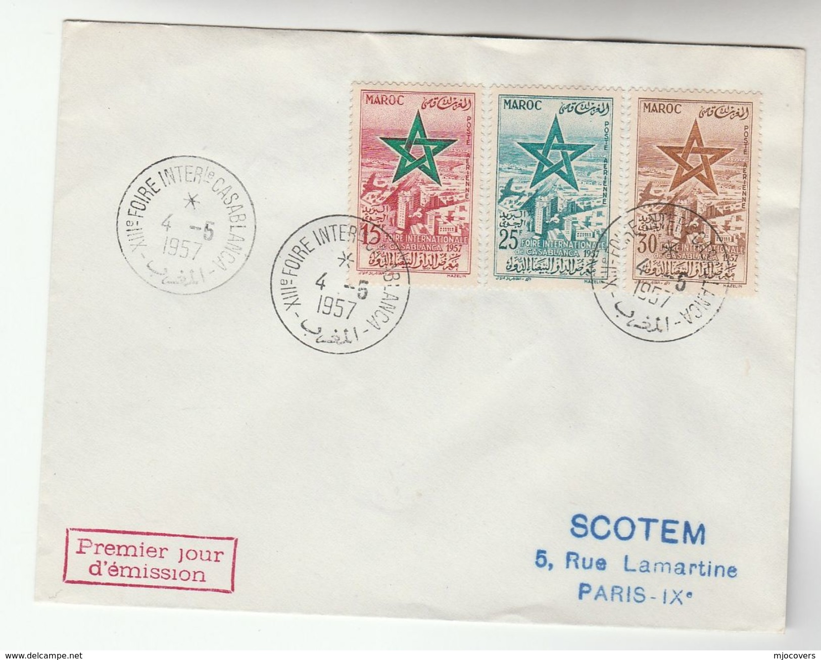 1957 MOROCCO  FDC Stamps CASABLANCA INTERNATIONAL FAIR Cover - Morocco (1956-...)