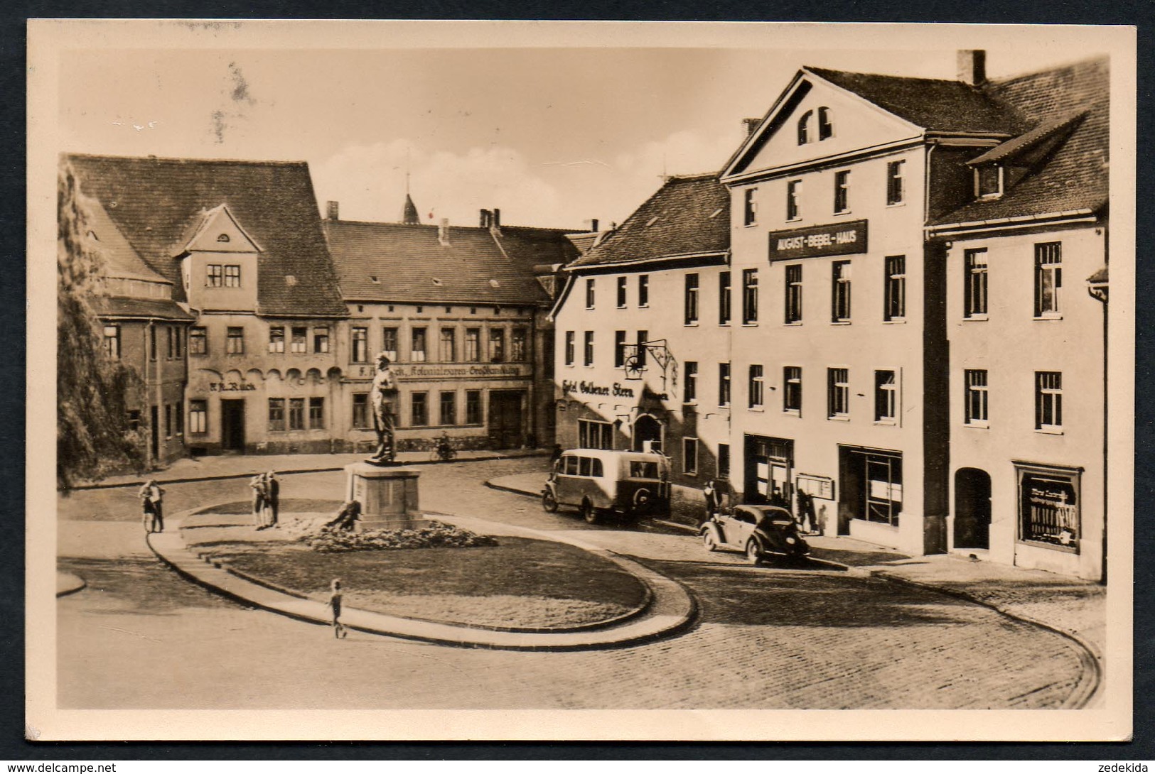 9196 - Alte Foto Ansichtskarte - Eisleben Auguts Bebel Platz - Lenin Denkmal - Gel Bahnpost - Eisleben