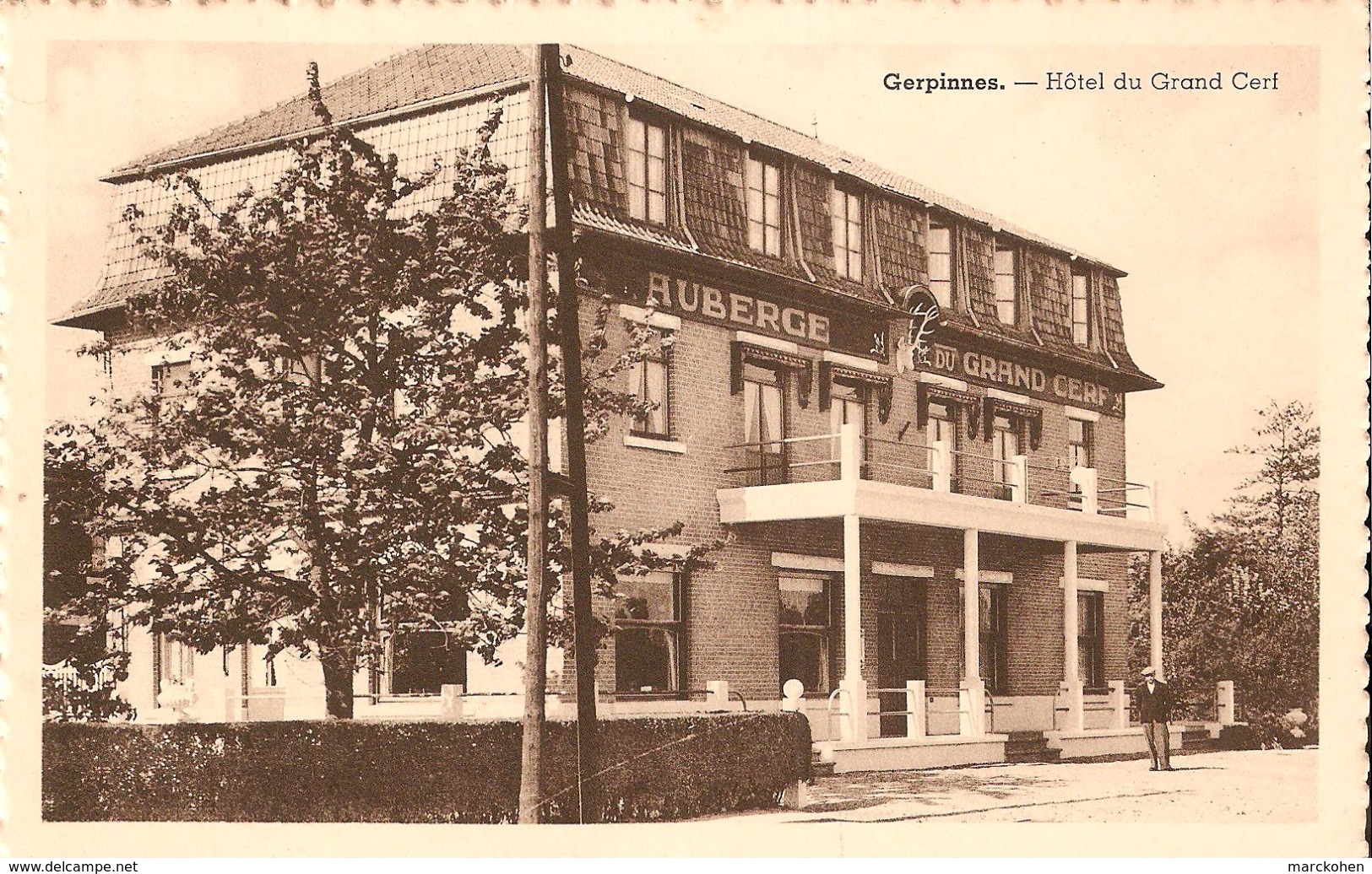 GERPINNES (6280) : Façade De L'Hôtel-Auberge Du Grand Cerf. CPSM. - Gerpinnes