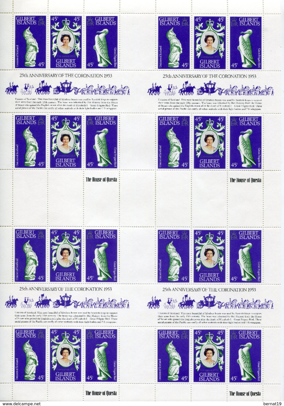 Gilbert 1978. Yvert 60-62 X 8 En Hoja ** MNH. - Oceania (Other)