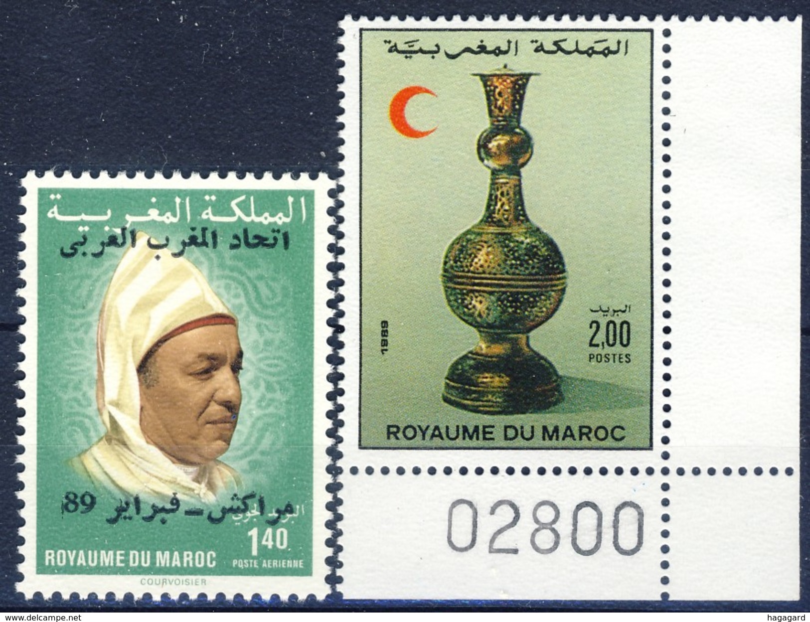 +Maroc 1989. Two Items. Michel 1153 + 1155. MNH(**) - Morocco (1956-...)