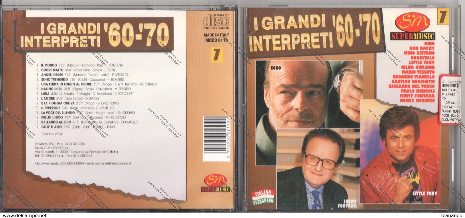 CD I GRANDI INTERPRETI ANNI 60-70 FONTANA TONY REITANO MENGOLI BACKY TESSUTO DINO DONATELLO ROBERTS VIANELLO ROCCHETTI - - Musicals