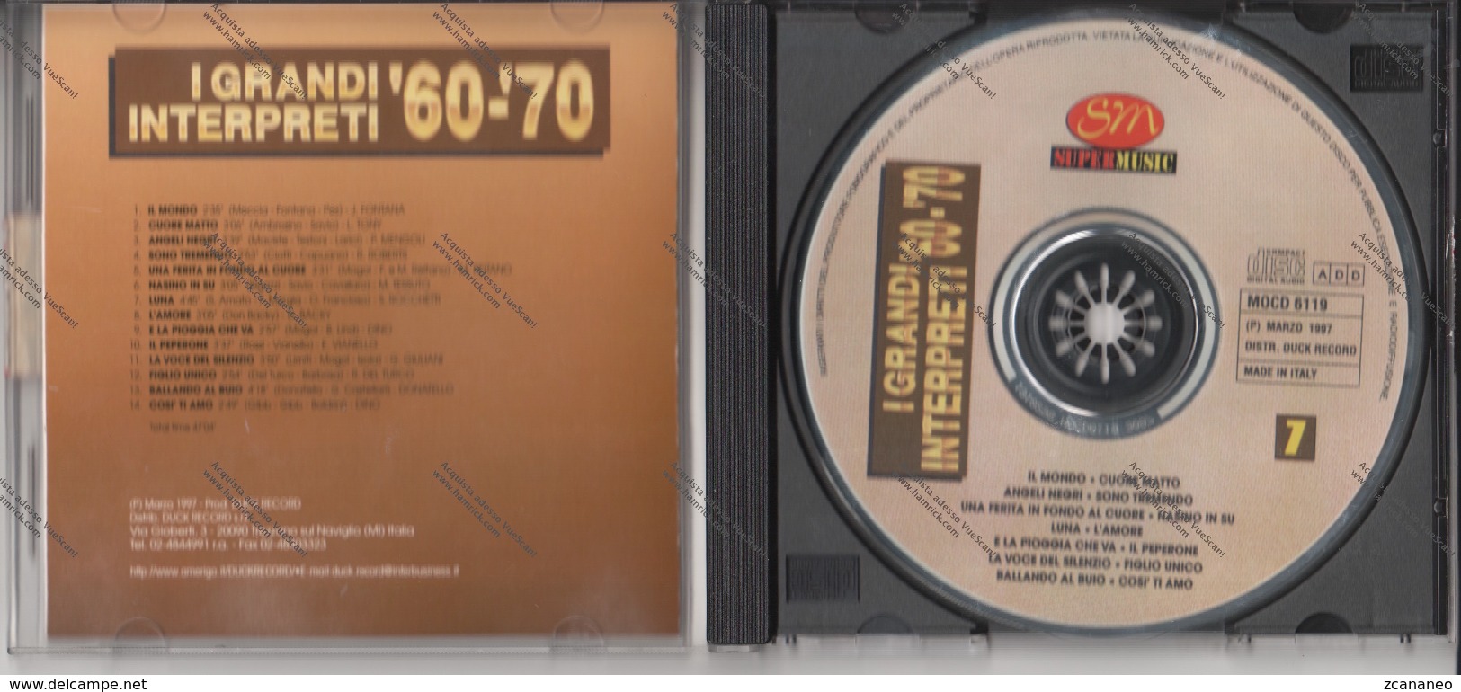 CD I GRANDI INTERPRETI ANNI 60-70 FONTANA TONY REITANO MENGOLI BACKY TESSUTO DINO DONATELLO ROBERTS VIANELLO ROCCHETTI - - Musicals
