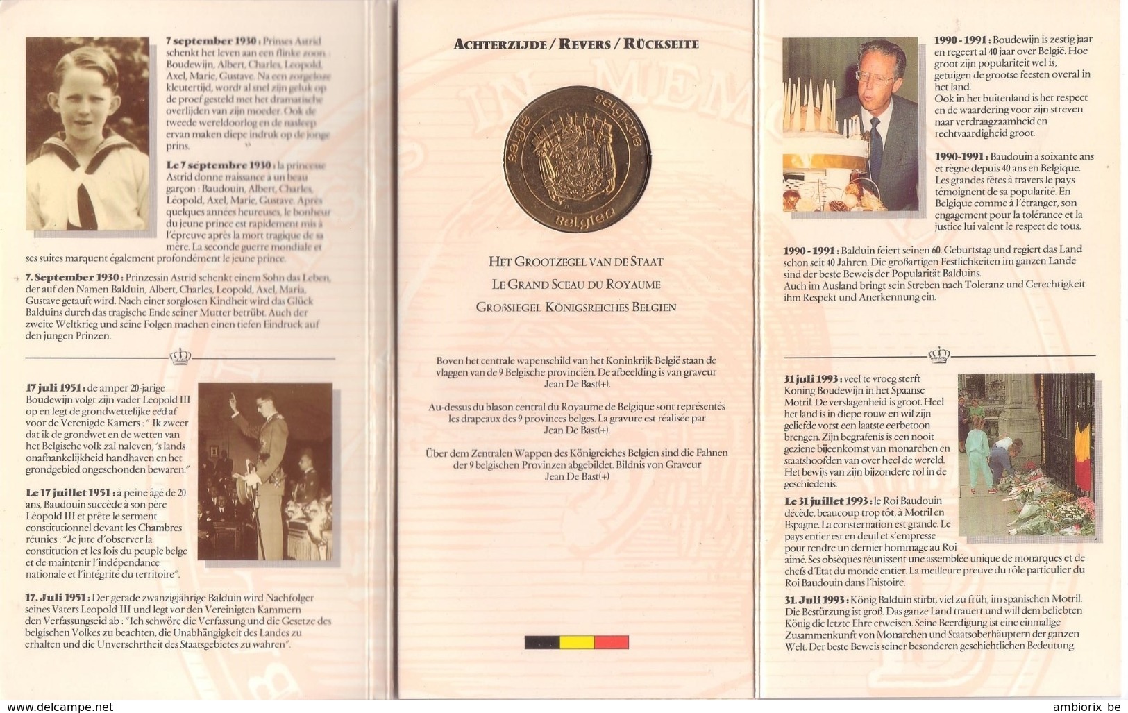 Baudouin - Médaille Commémorative 1930 - 1993 - Autres & Non Classés