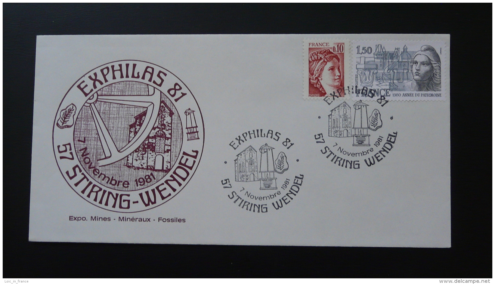 Lettre Cover Expo Mines Minéraux Fossiles Stiring Wendel Moselle 1981 - Altri & Non Classificati