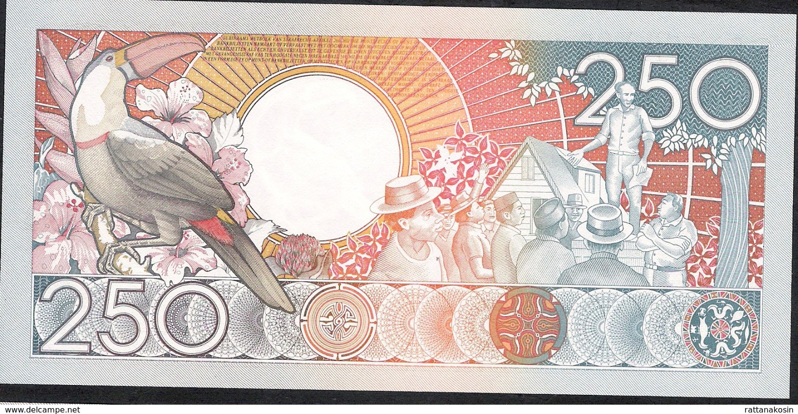 SURINAM P134 250 GULDEN 1988  Prefix AB    UNC. - Surinam