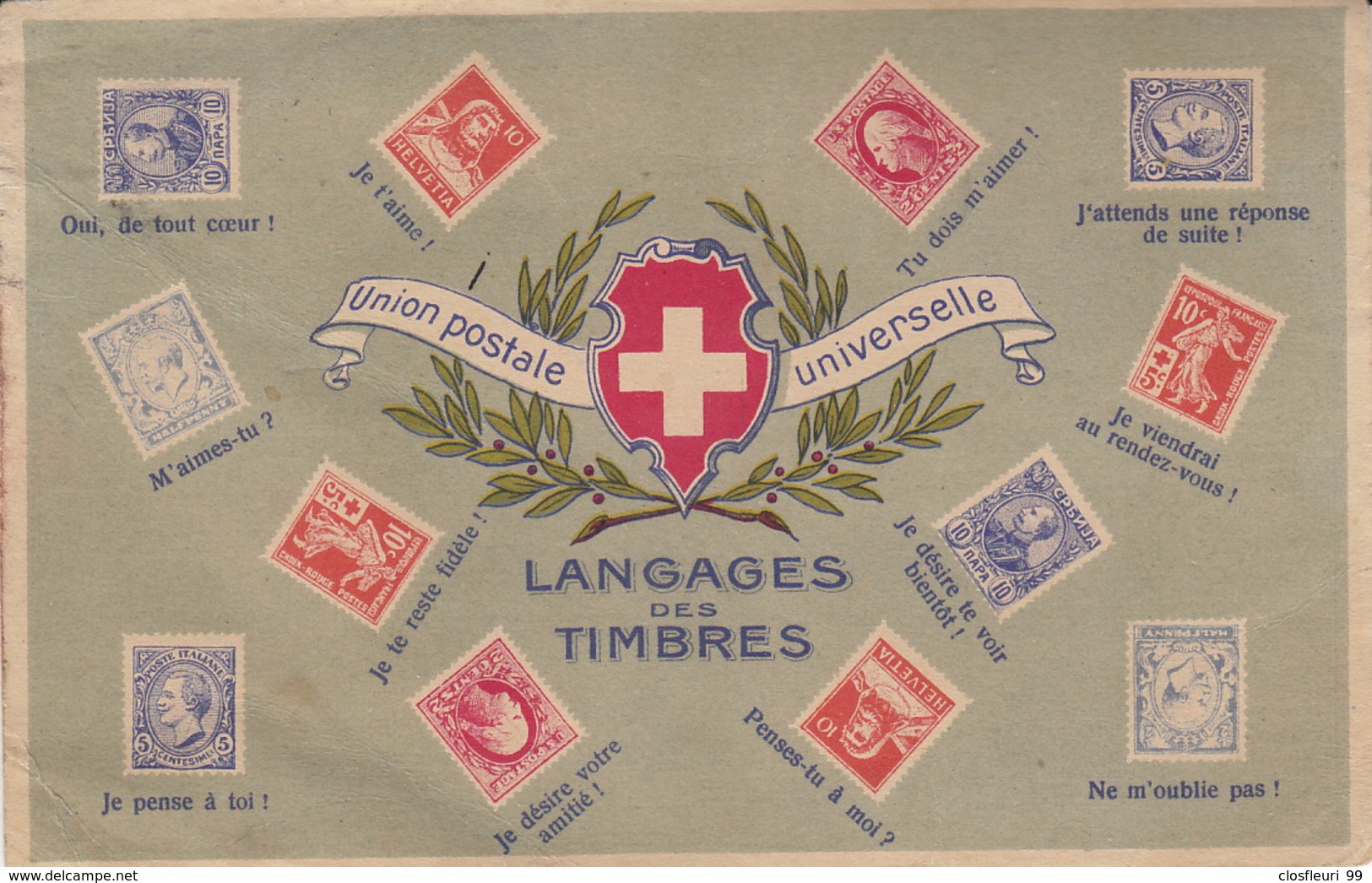 Union Postale Universelle / Langages Des Timbres /Blason Suisse / . Non écrite. Ed. Perrochet Matile Lausanne - Timbres (représentations)