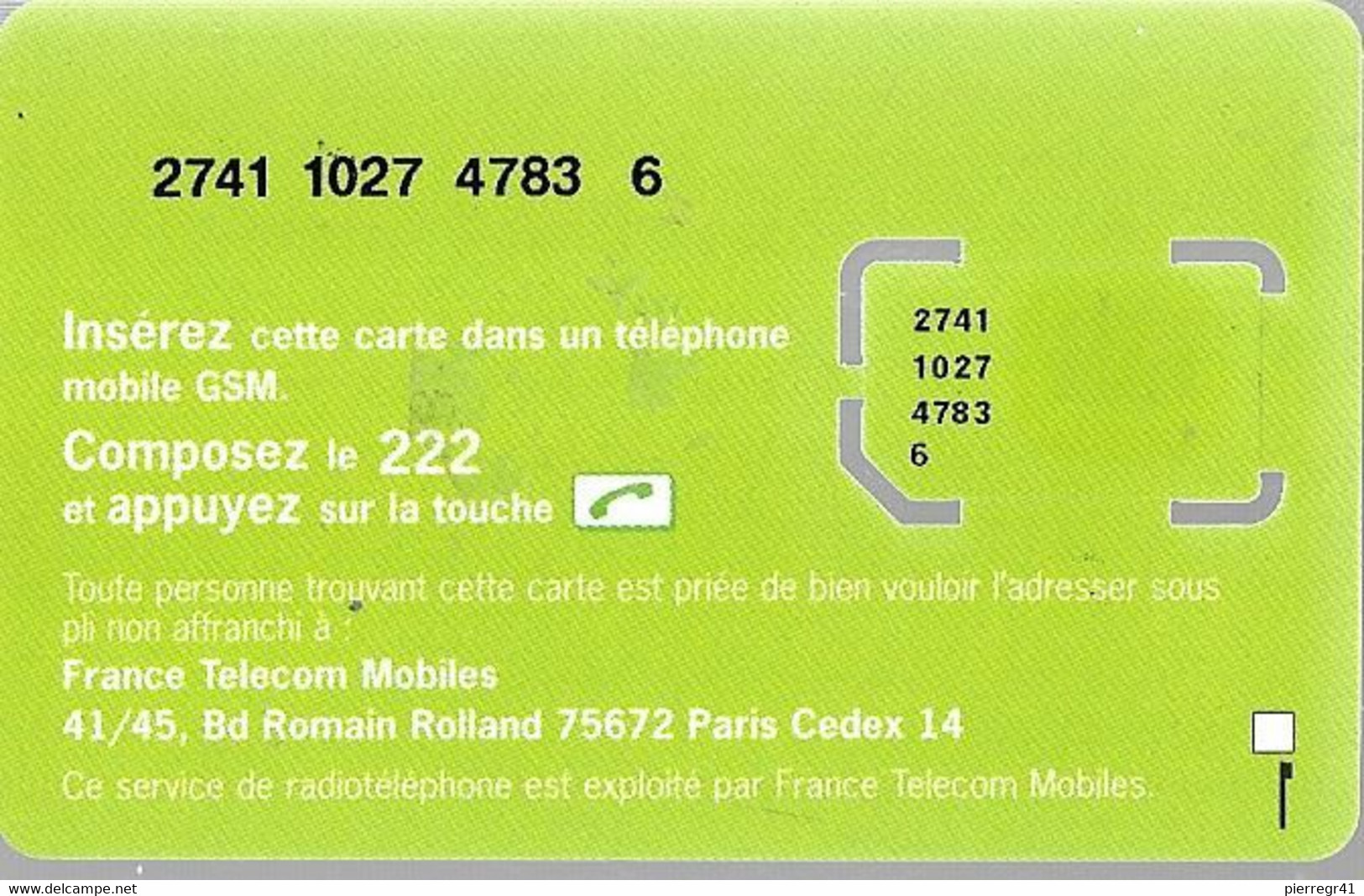 CARTE-GSM-SFR-PUCE F-MOBICARTE-ME1F-D14-PUCE Attachée -TBE-RARE - Mobicartes (GSM/SIM)