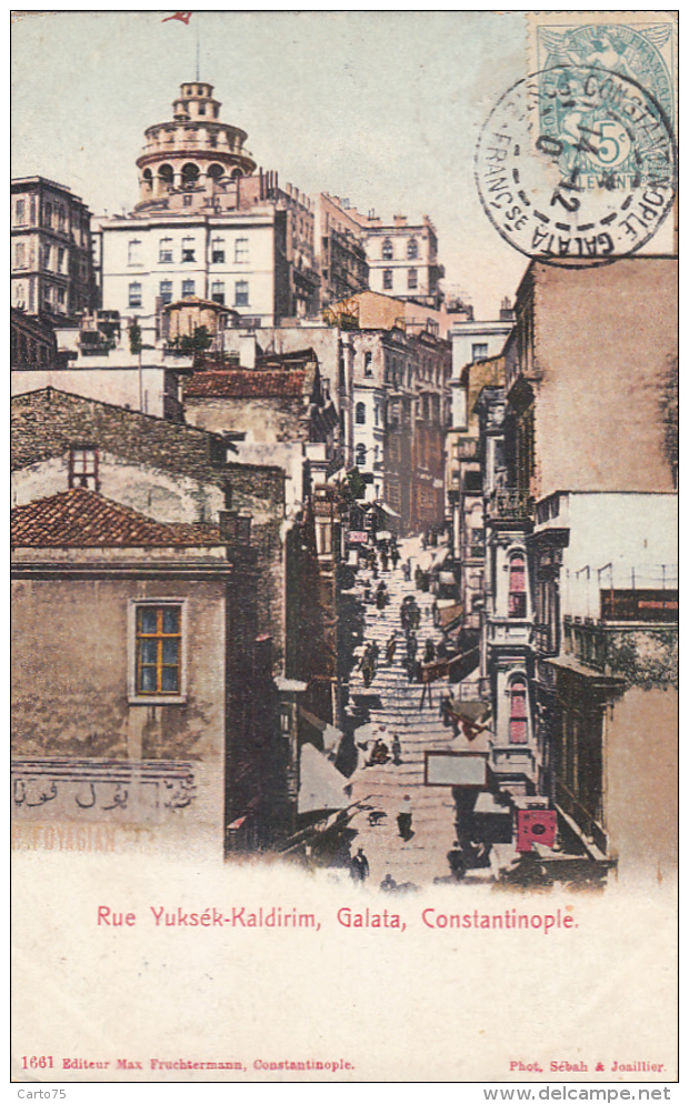 Turquie - Constantinople Galata - Rue Yuksék-Kaldirim - Postmarked 1905 Constantinople Galata Quiberon - Turquie