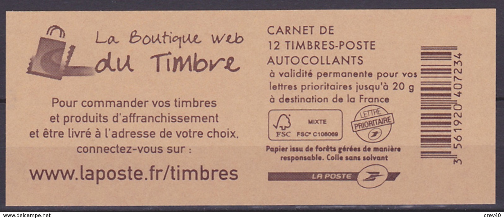 Carnet Neuf ** N° 590-C11(Yvert) France 2012 - Marianne De Beaujard, La Boutique Web Du Timbre - Modernes : 1959-...