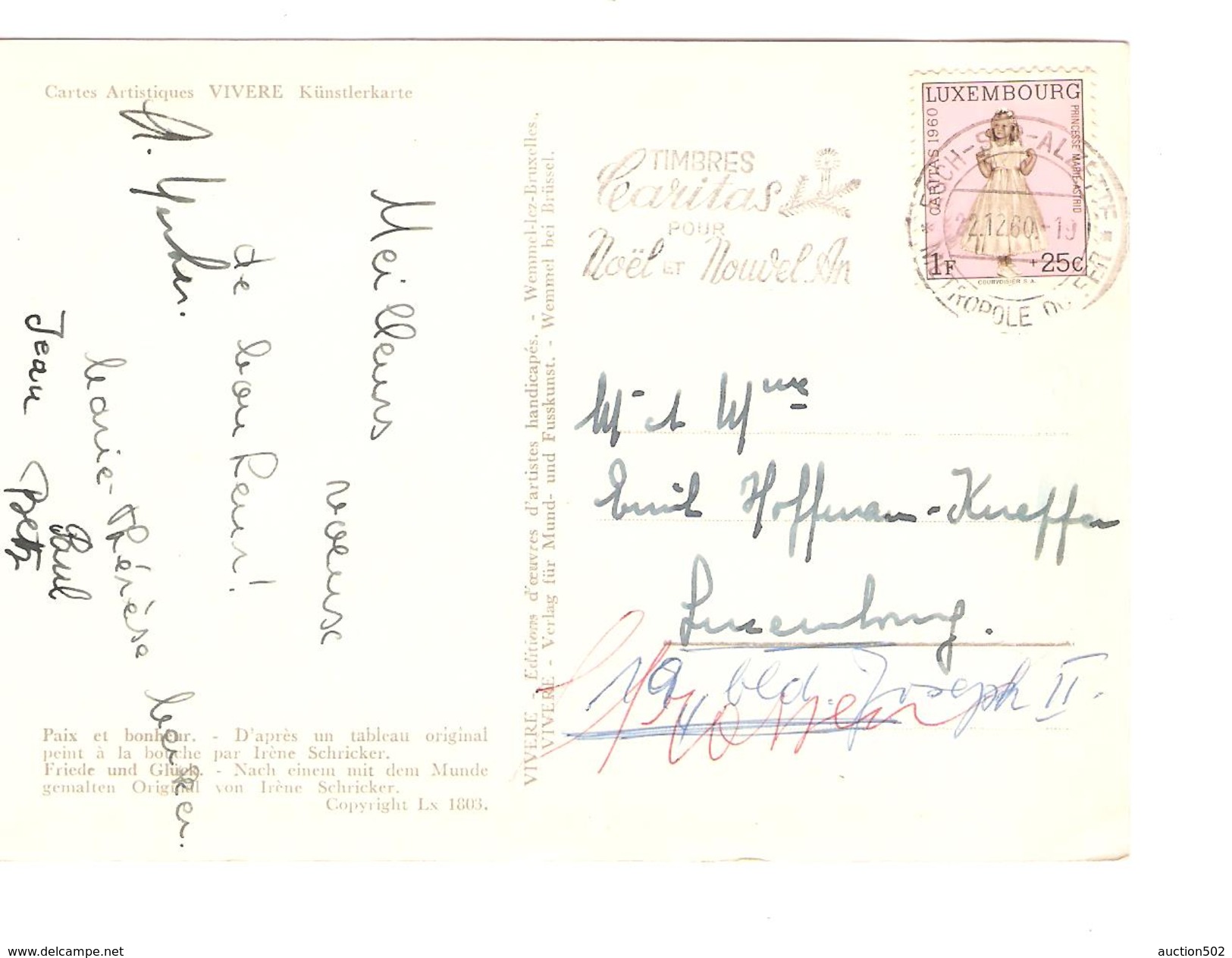 TP Caritas 1960 Surtaxe S/CP Fantaisie C.Esch-sur-Alzette En 1960 V.Luxembourg PR3883 - Maschinenstempel (EMA)