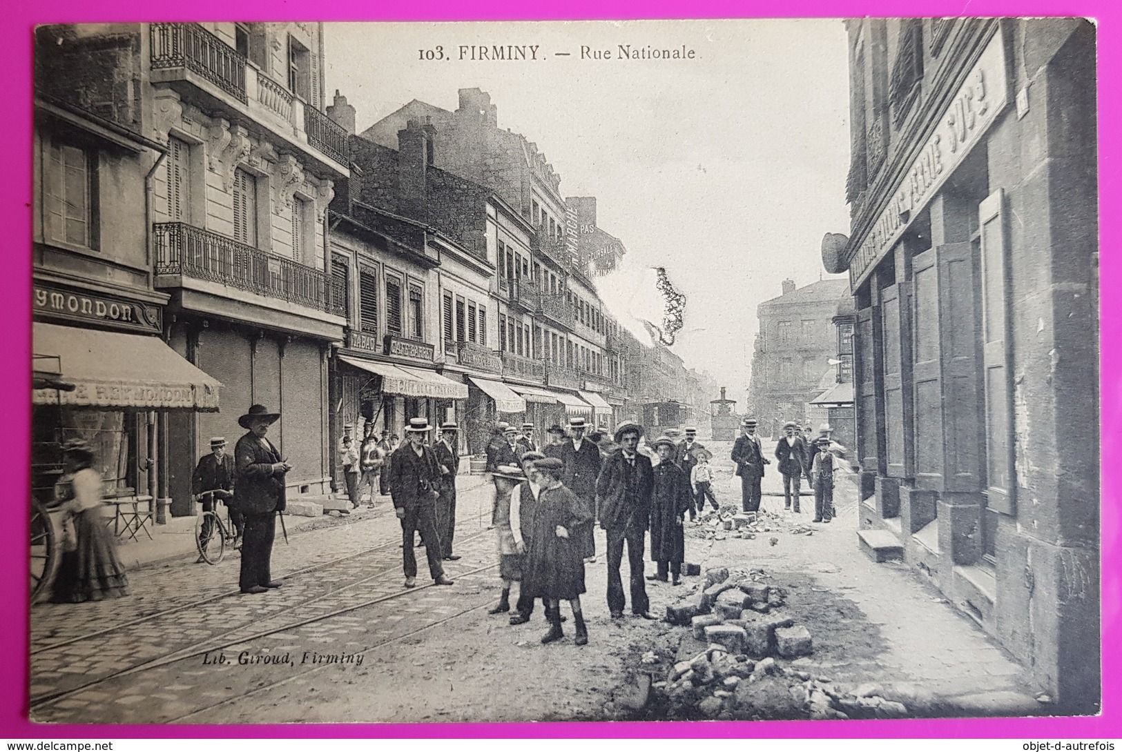 Cpa Firminy Rue Nationale En Travaux Carte Postale 42 Loire Proche St Etienne Monistrol Chambles Andrézieux Bouthéon - Firminy