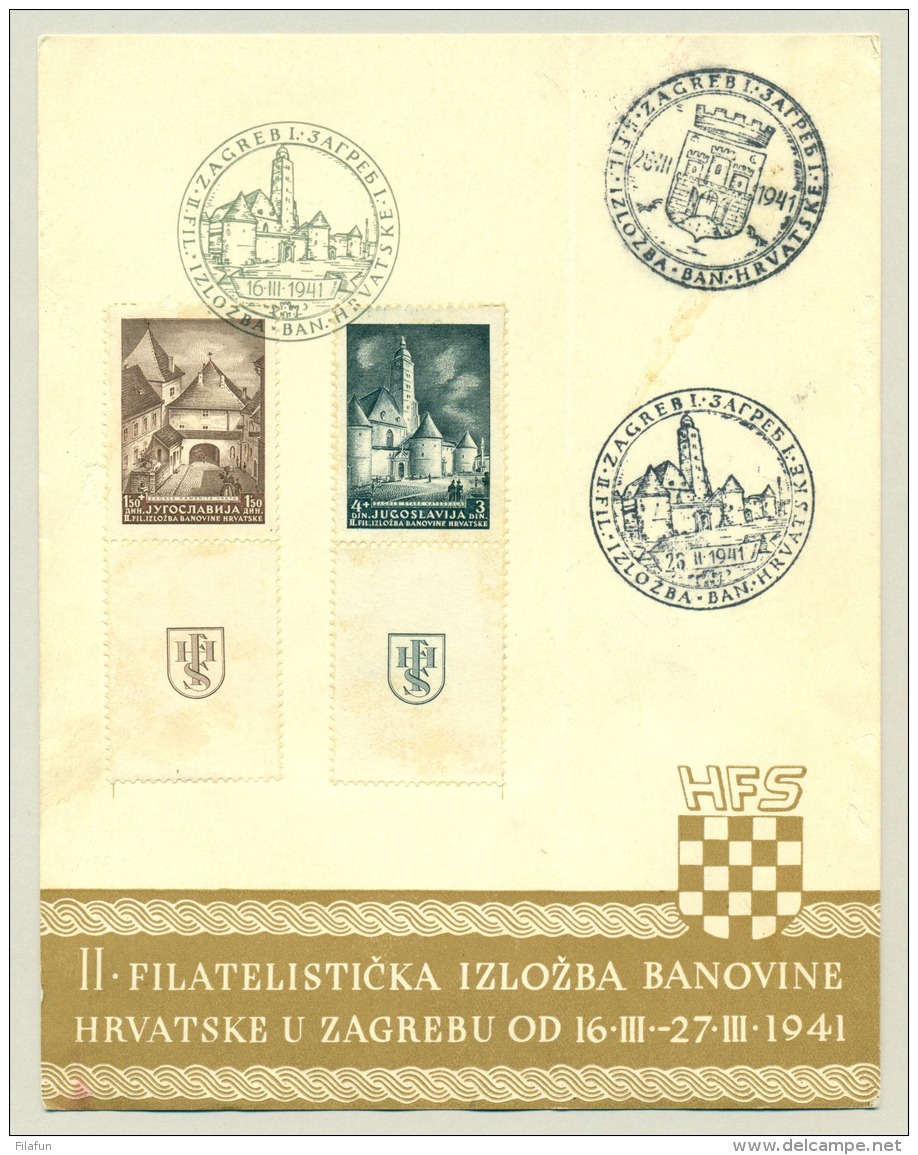 Jugoslavija - 1941 - Stampshow Zagreb - Set On Card - FDC Cancel - Card Has Fold - Brieven En Documenten