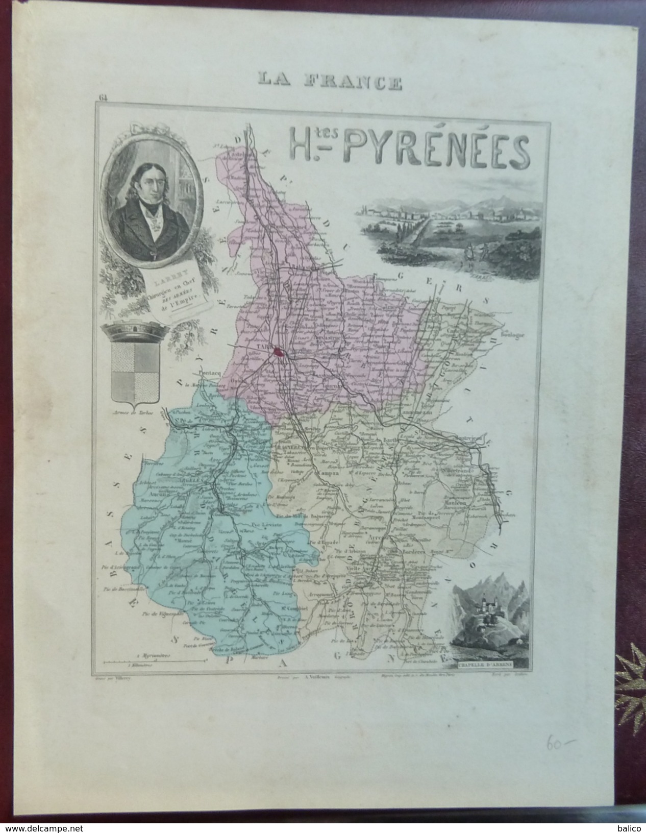 Gravure 19 ème.  Atlas Migeon  1874 CARTE DU DÉPARTEMENT  "Hautes Pyrénées 65---( Prix Très Bas, Cause Retraite ) - Cartes Géographiques