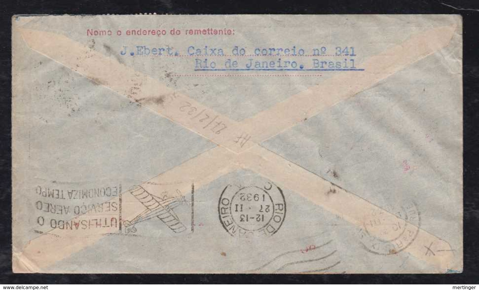 Brazil Brasil 1932 Airmail Cover AEROPOSTALE RIO To PARIS France - Airmail