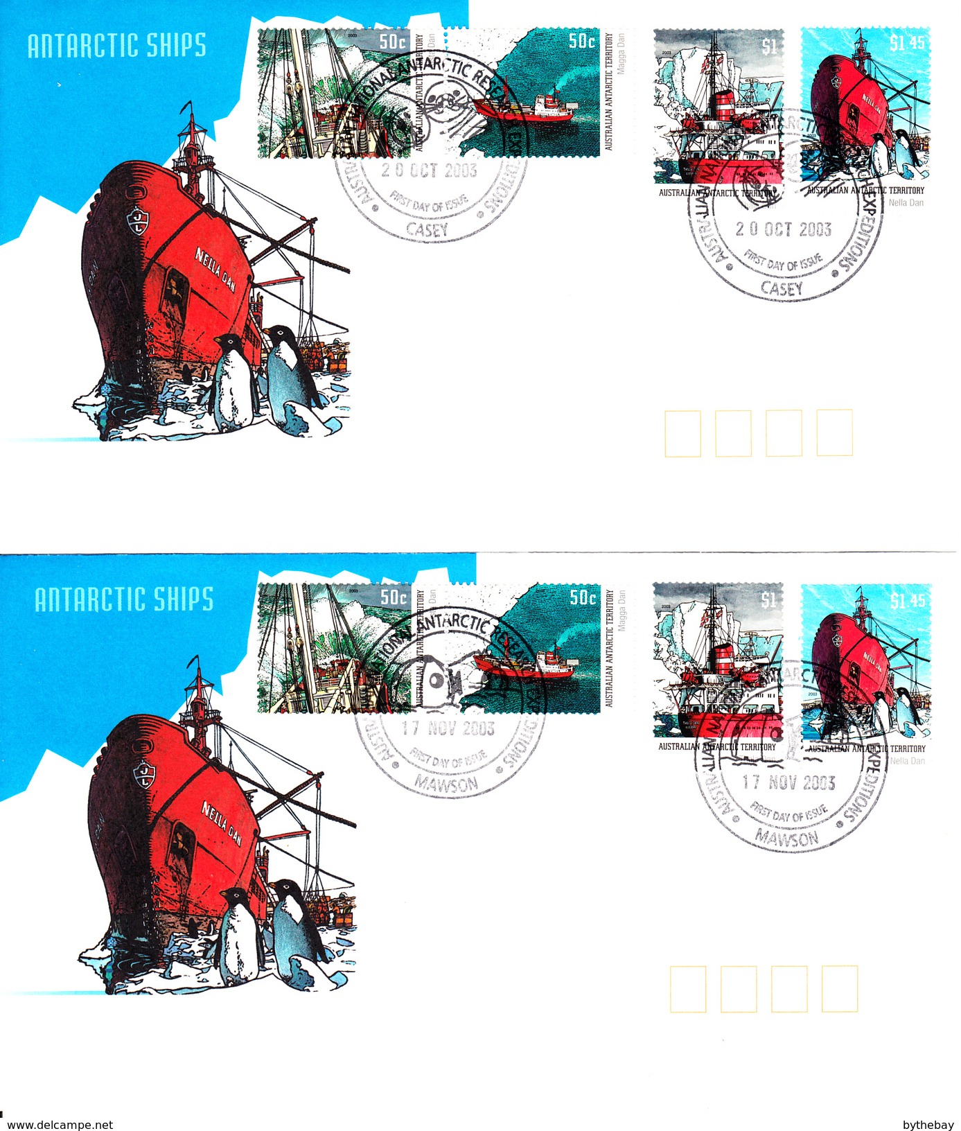 Australian Antarctic Territory FDC 2003 Scott #L121a, #L122-#L123 Set Of 4 Antarctic Ships Set Of 4 Base Covers - FDC