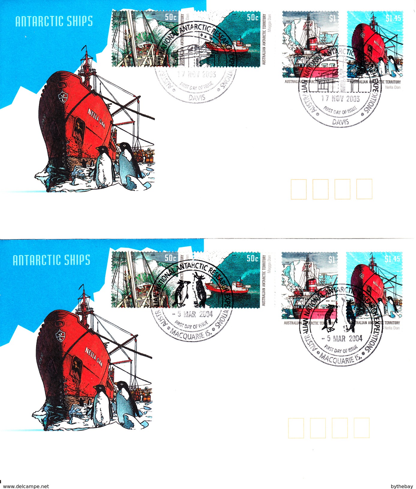 Australian Antarctic Territory FDC 2003 Scott #L121a, #L122-#L123 Set Of 4 Antarctic Ships Set Of 4 Base Covers - FDC