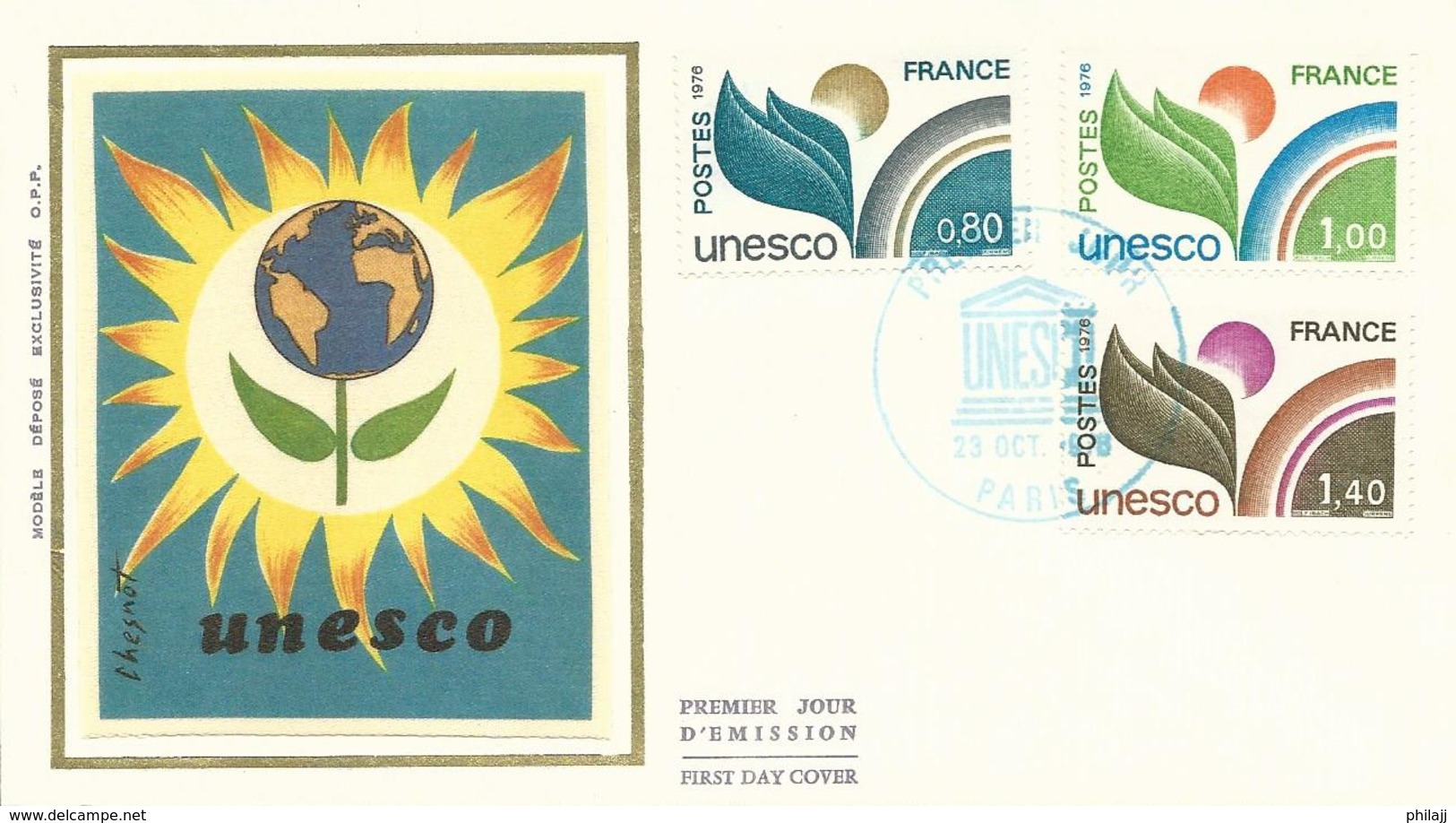 N° S50-52 (année 1976) Enveloppe Sur Soie-cachet Premier Jour-"U.N.E.S.C.O."-parfait état - Andere & Zonder Classificatie