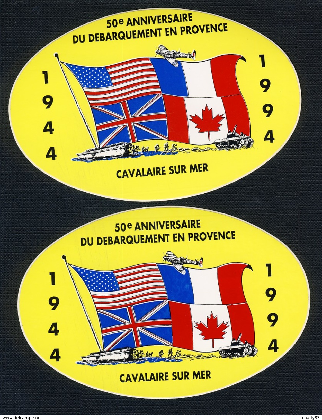 2 AUTOCOLLANTS  -  50 EME ANNIVERSAIRE  DU  DEBARQUEMENT  EN  PROVENCE(  CAVALAIRE) N2 - Autres & Non Classés