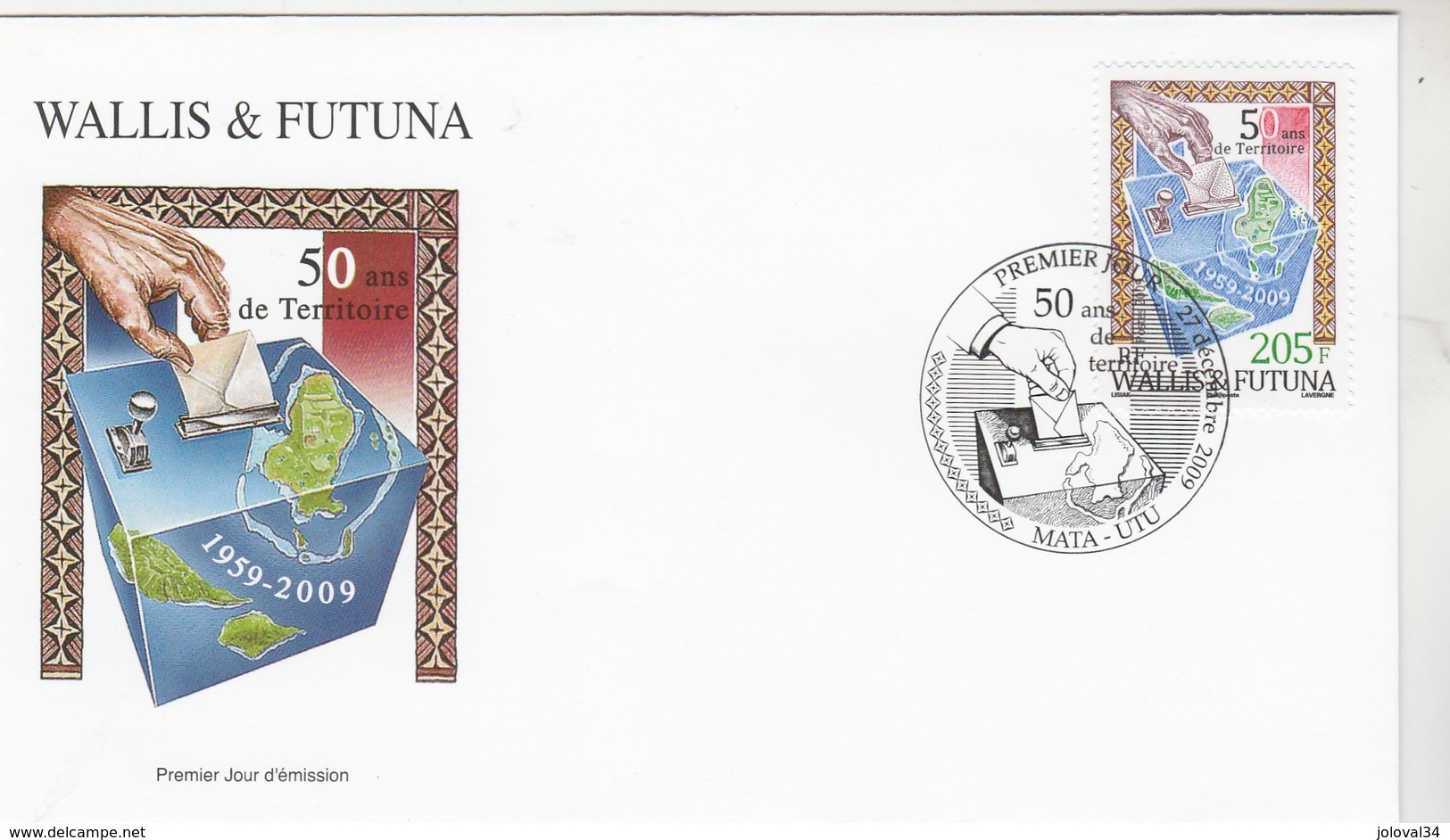 WALLIS Et FUTUNA FDC Yvert  726 - Statut De Territoire D'Outre Mer - 27/12/2009 - FDC