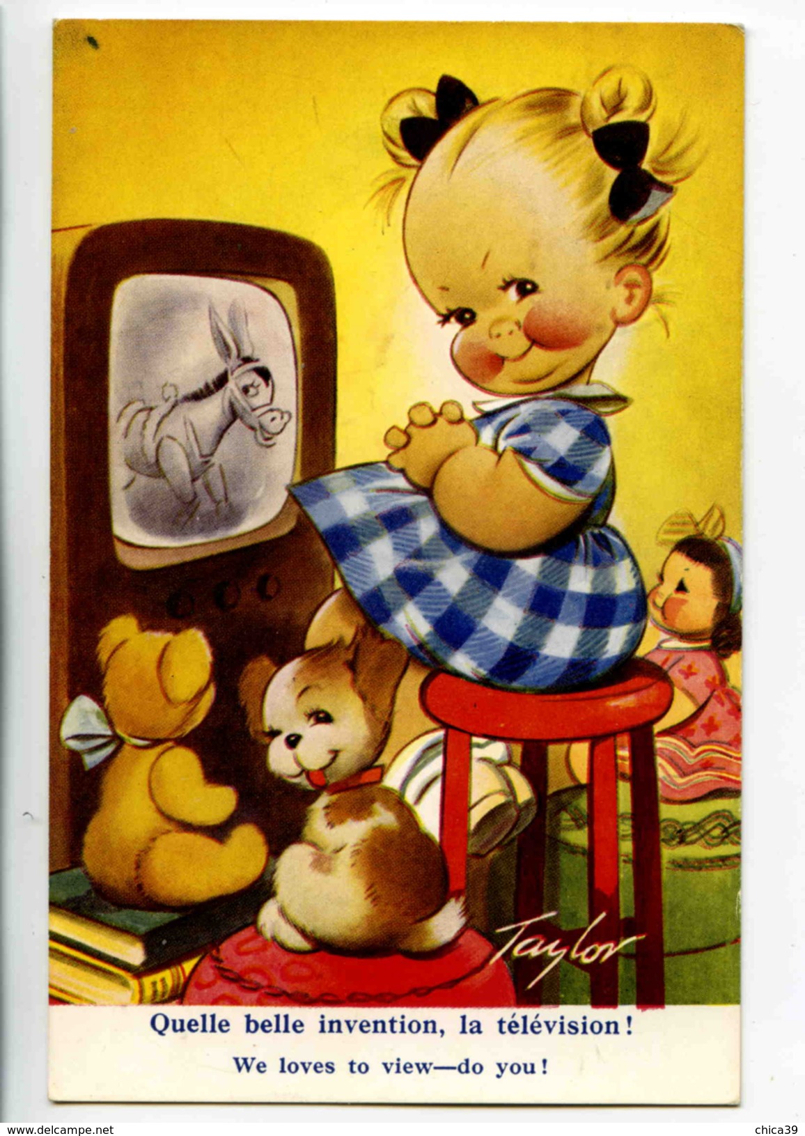 C 18963  -  Taylor  -  Quelle Belle Invention, La Télévision ! - We Loves To View, Do You ! - Fillette, Poupée, Peluches - Taylor