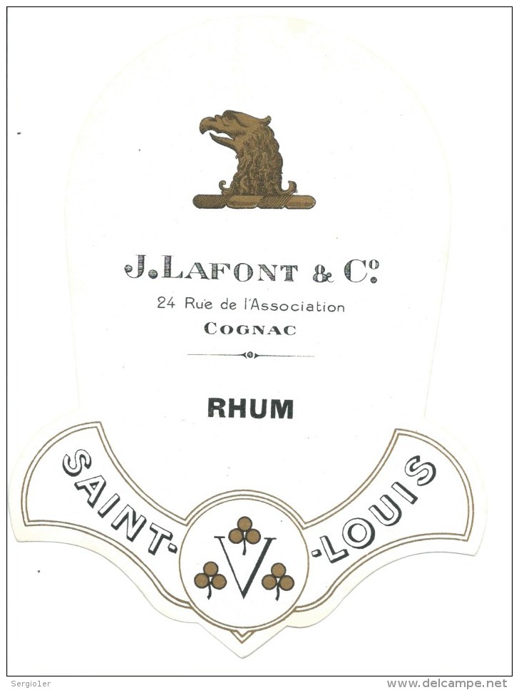 Ancienne étiquette Rhum Saint Louis J Lafont Et Cie - Rhum