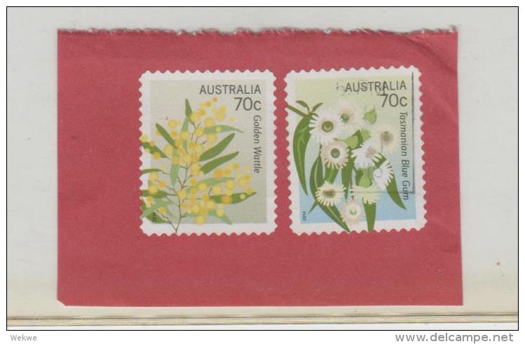 Australien 037 / Ausschnitt Mit 2 Blumenmarken - Used Stamps