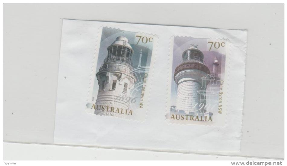 Australien 038 / Fragment Mit 2 Marken Mit Leuchttürmen (faro, Lighthouse) - Used Stamps