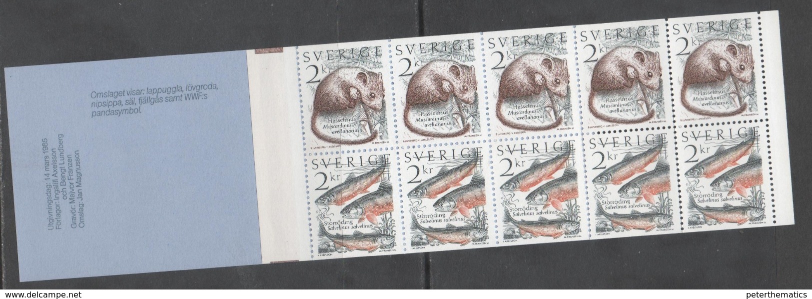 SWEDEN,1985, MNH, WWF, BOOKLET, FISH, RODENTS - Other & Unclassified