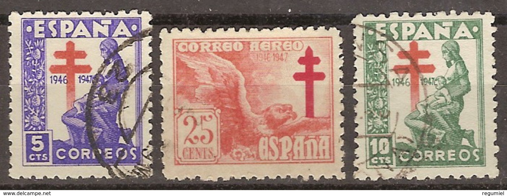 España U 1008/1010 (o) Tuberculosos 1946 - Usados