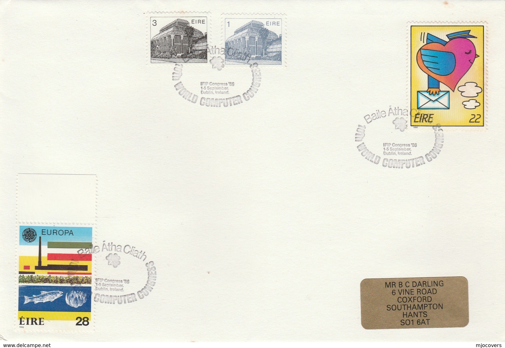 1986  World COMPUTER CONGRESS EVENT COVER Stamps IRELAND  Fish United Nations Etc Un Computing - Computers