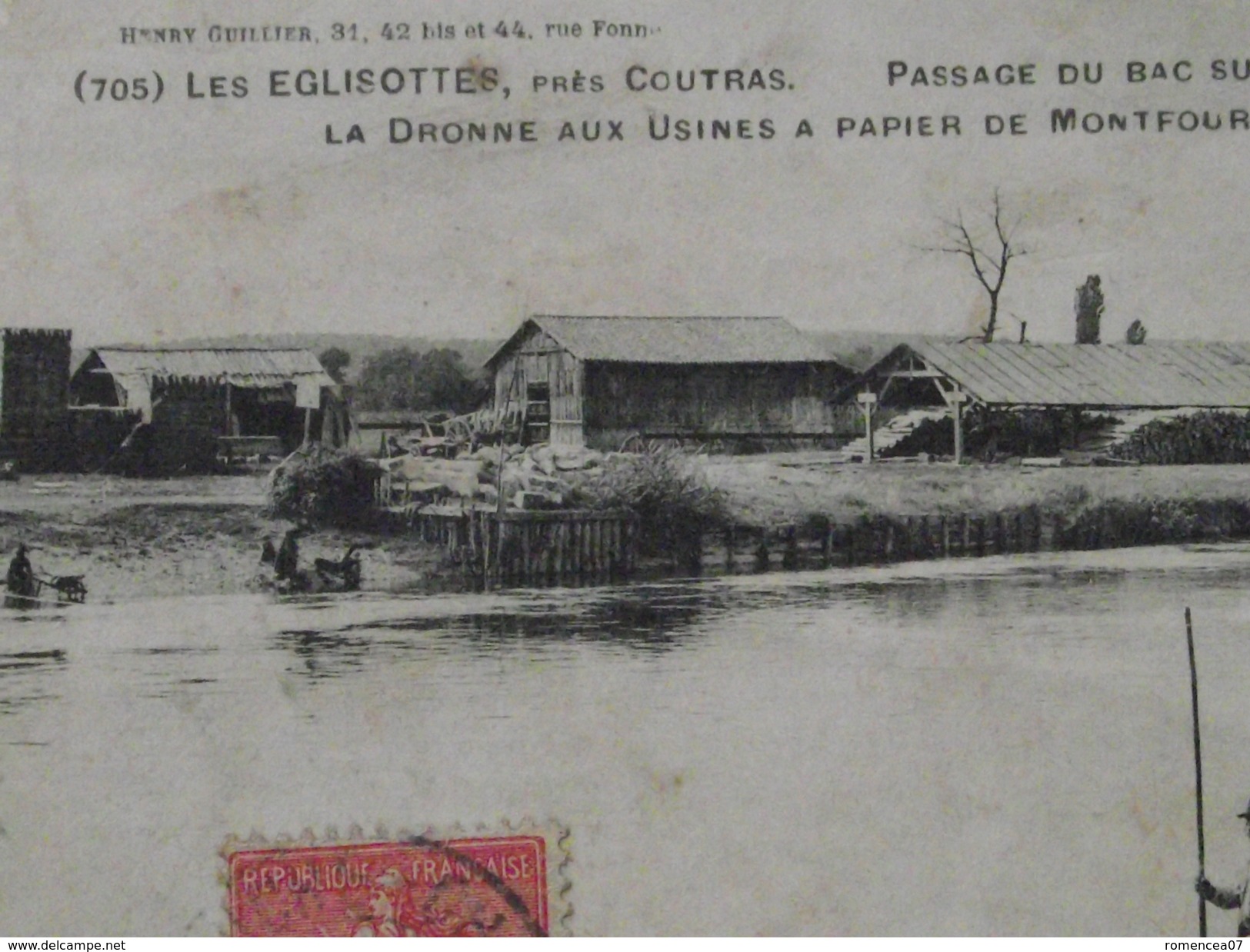 Les EGLISOTTES (Gironde) - Près COUTRAS - PASSAGE Du BAC Aux USINES à PAPIERS De MONTFOURAT - Voyagée Le 14 Mars 1907 - Autres & Non Classés